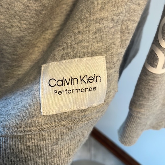 CALVIN KLEIN LOGO women’s plus PERFORMANCE 1/2 zip sweatshirt grey pockets 2X - Picture 8 of 17